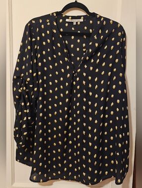 Collective Concepts Navy Top with Yellow Spot Print